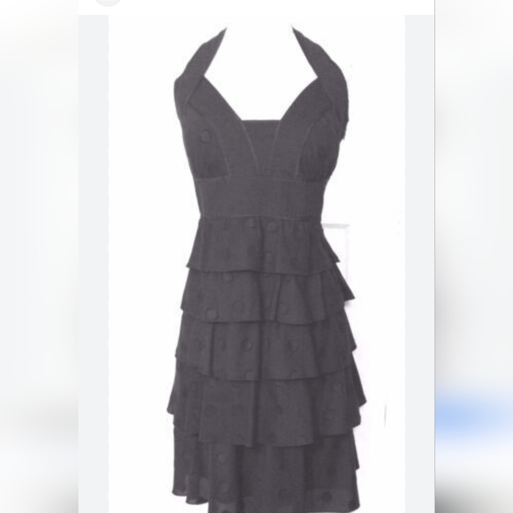 Cynthia Cynthia Steffe Silk Black Ruffle Tiered Cocktail Prom Party Dress Size